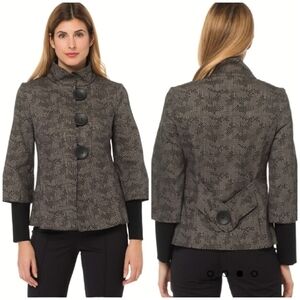 Joseph Ribkoff Jacquard 3/4 Sleeve 3-Button High Collar Jacket w/ Cuffs - Sz 6